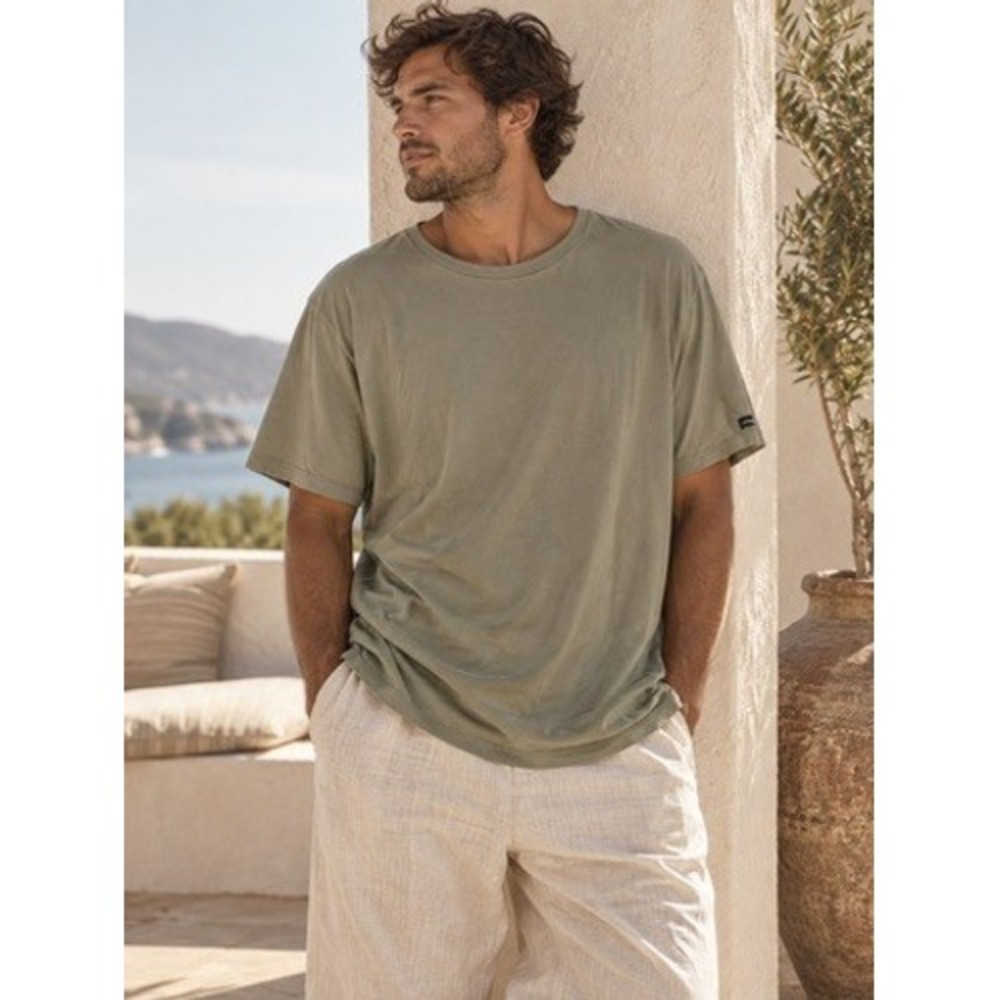 Zanerobe Mens Flintlock Tee Olive Green Organic Cotton Split Hem T-Shirt Large